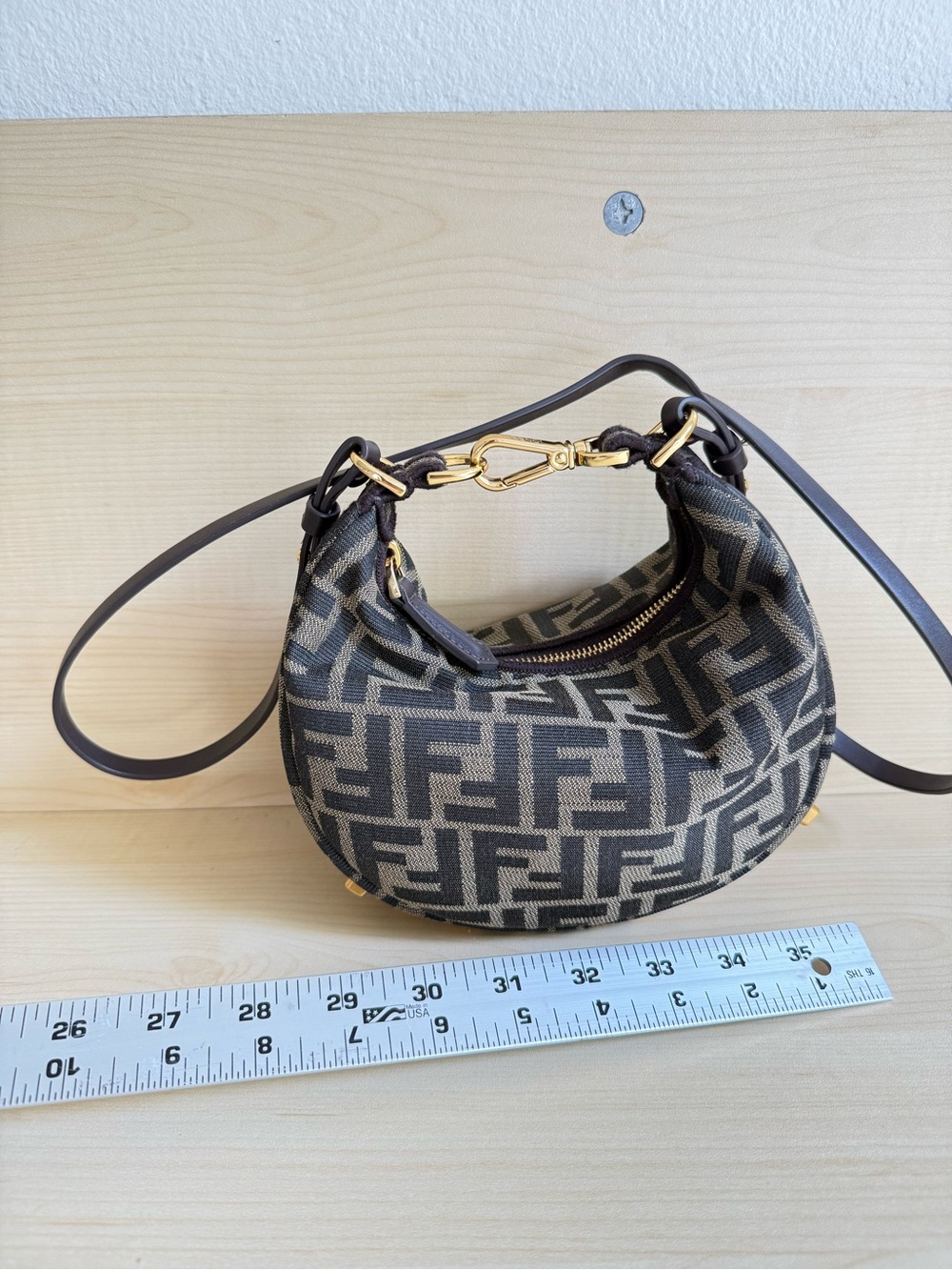 Fendi Zucca Chef Hobo Bag Crossbody Black & Brown - Picture 4 of 9